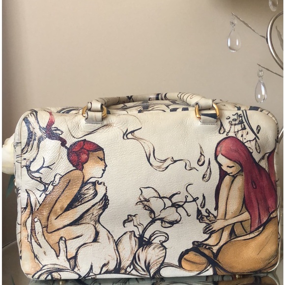 Rare PRADA Cream Leather Cervo Lux Fairy Satchel Bag - Picture 5 of 14